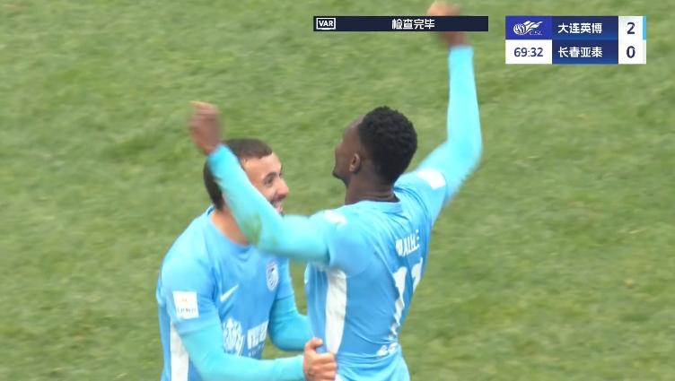 馬萊萊大連處子球！呂焯毅助攻馬萊萊破門，大連英博2-0亞泰